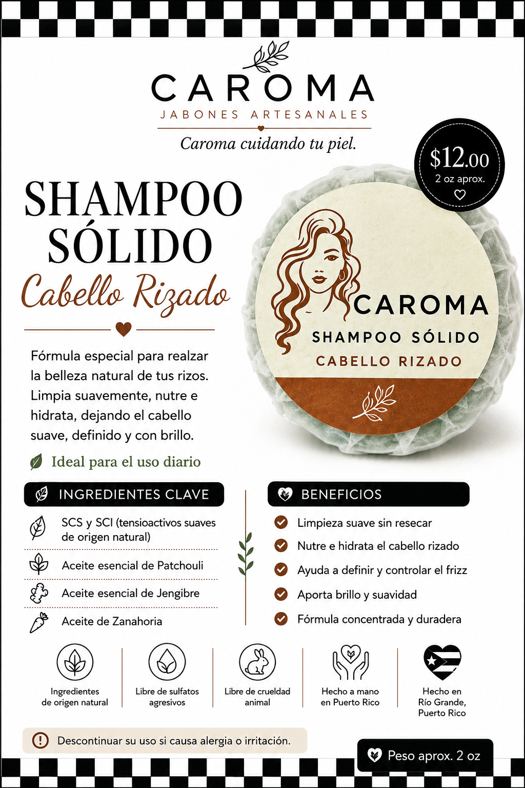 Shampoo Sólido para Cabello Rizado