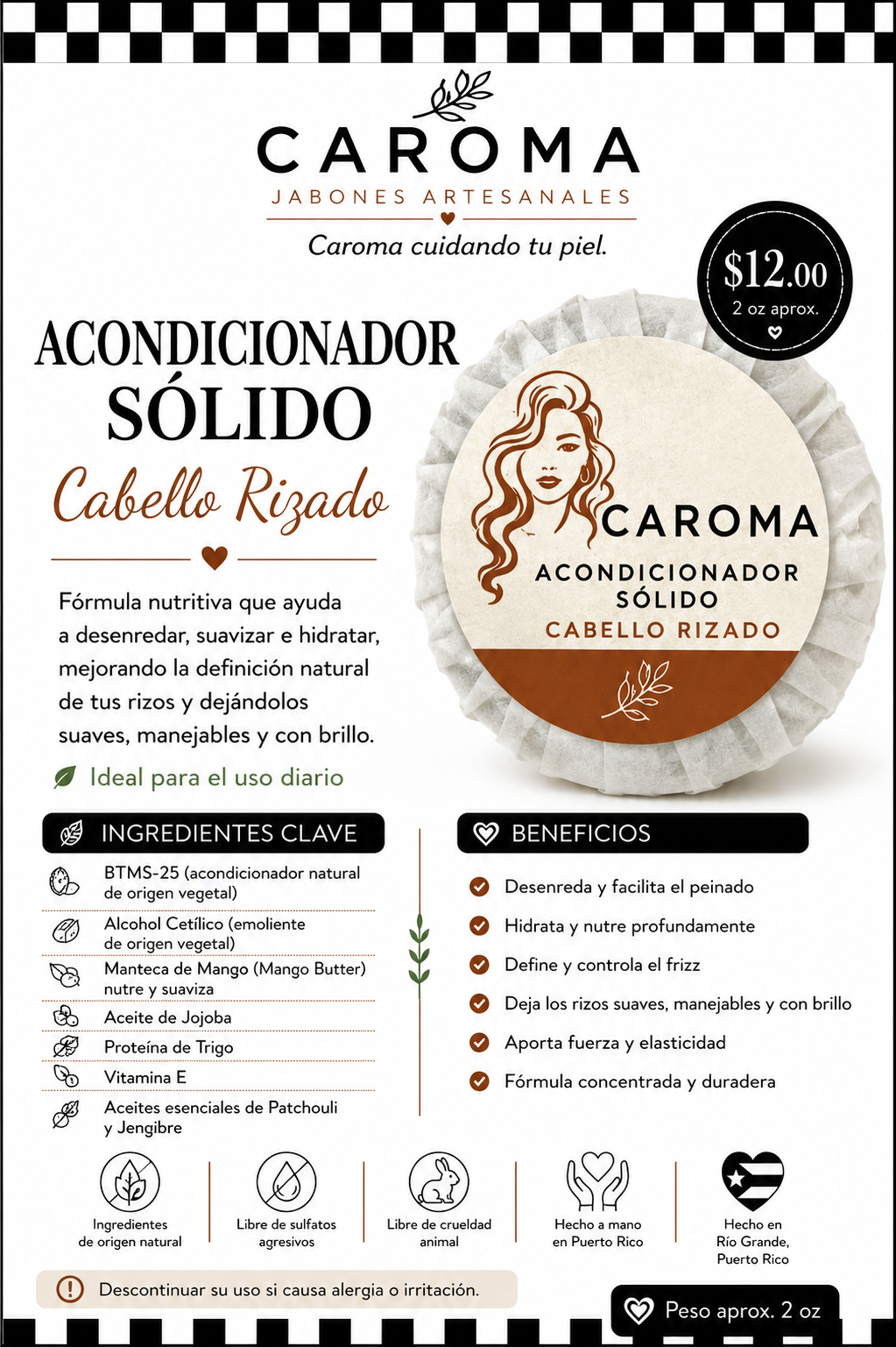 Acondicionador Sólido para Cabello Rizado