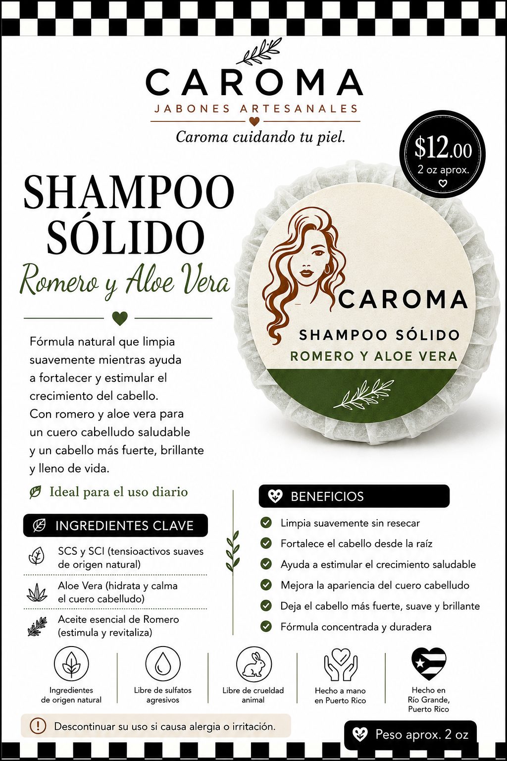 Shampoo de romero y aloe vera