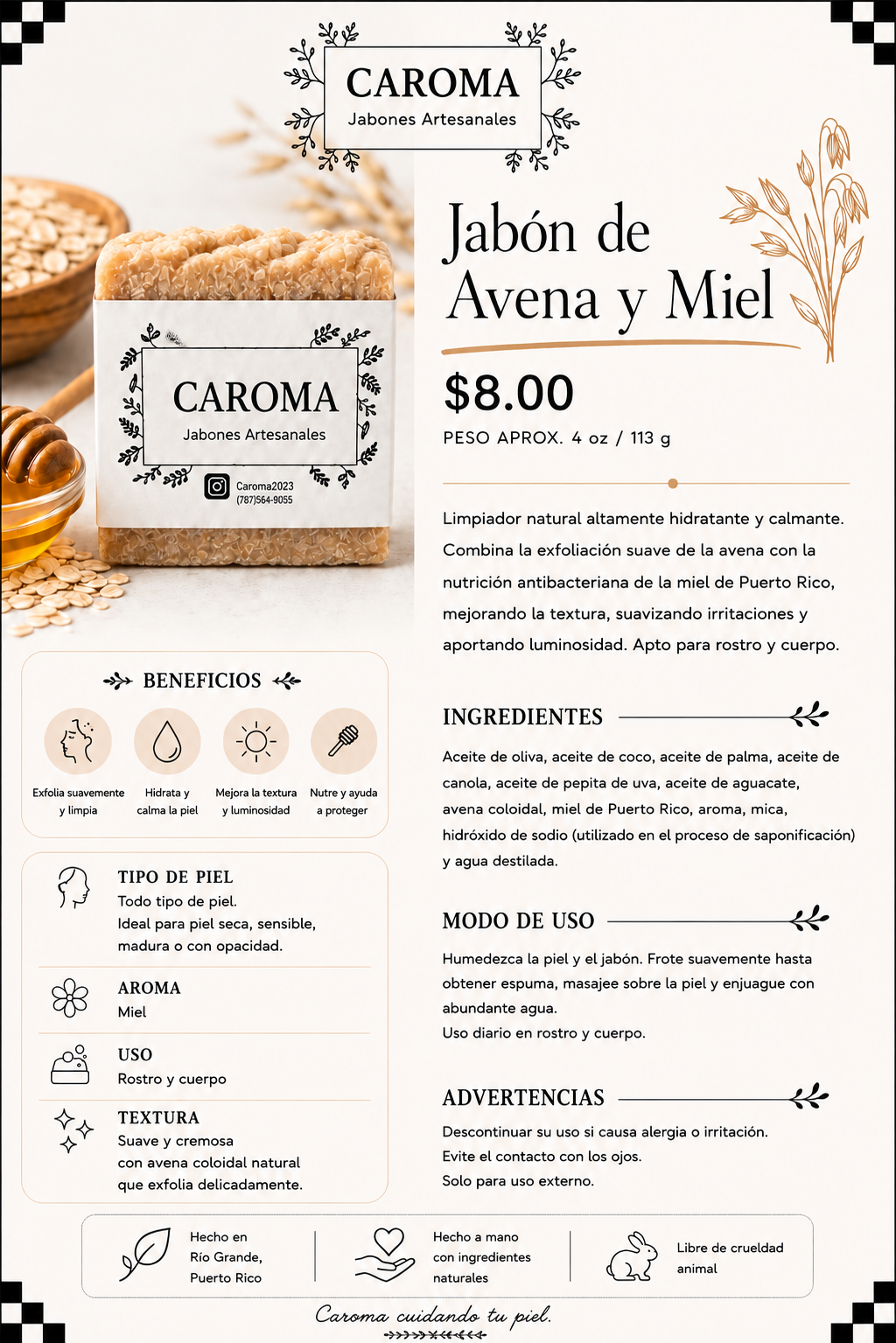 Jabón de Avena y Miel